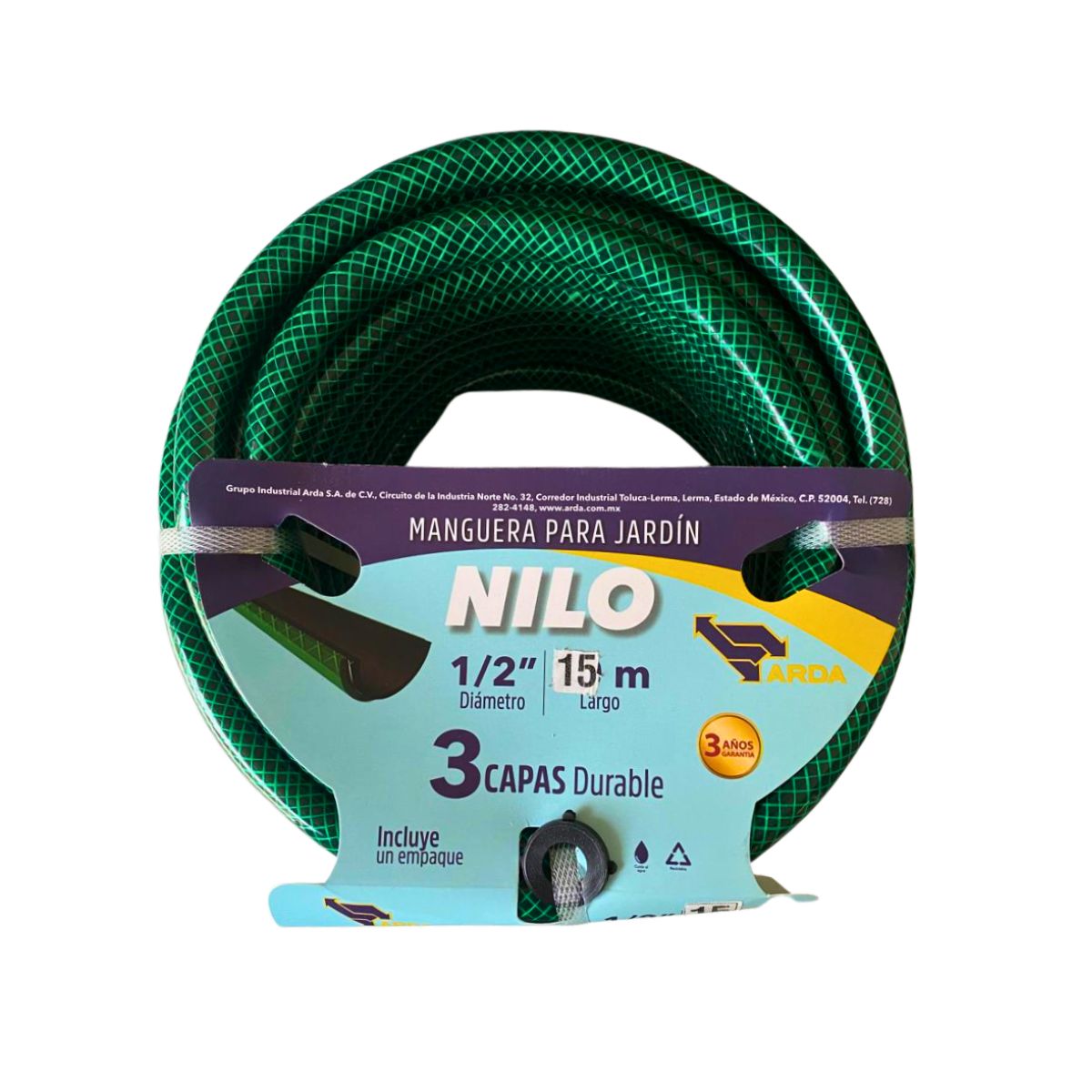 MANGUERA NILO 1/2" ARMADA 15 MTS. CONEXIÓN LATÓN