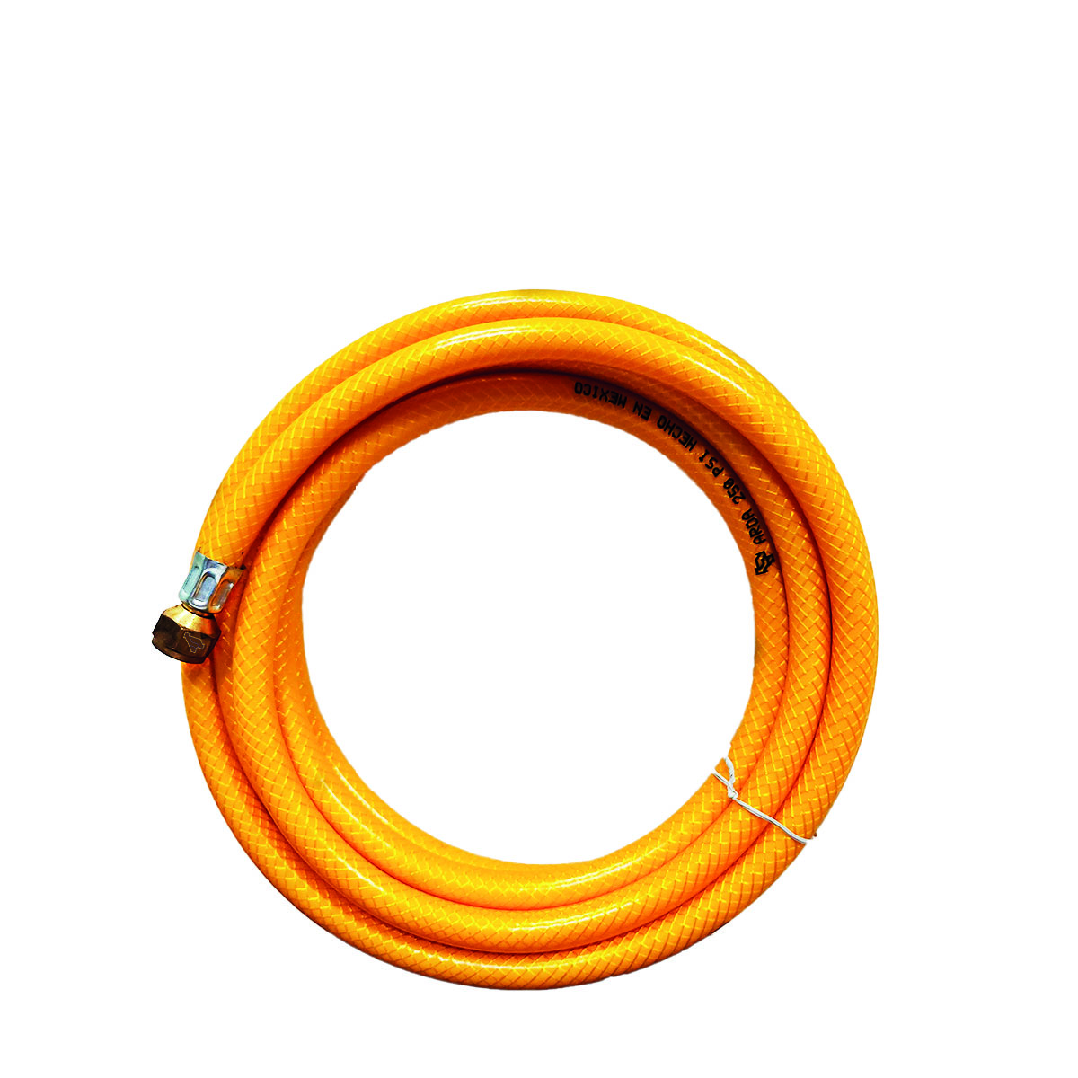MANGUERA P/GAS AMARILLA PVC 4 CAPAS C/CONEXIÓN 3/8" 1.50 MTS